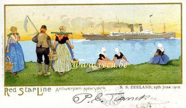 ancienne carte postale de Paquebots Red Star Line Antwerpen - New York  S. S. Zeeland
