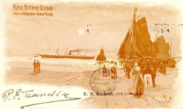 ancienne carte postale de Paquebots Red Star Line Antwerpen - New York  S. S. Zeeland 27th june 1902