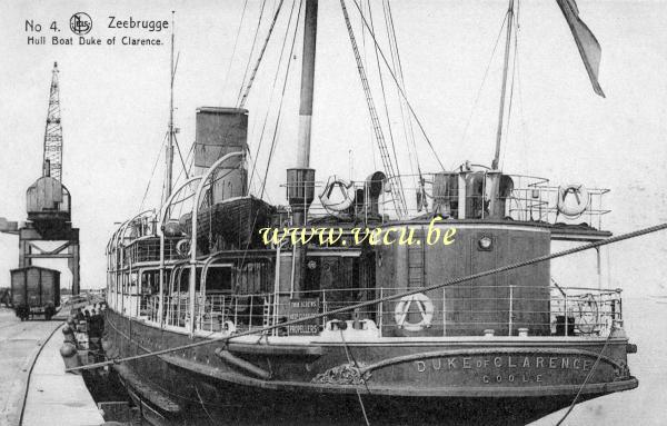 ancienne carte postale de Paquebots Duke of Clarence - Bateau assurant la liaison Hull - Zeebruges
