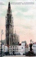 postkaart van Antwerpen La Flèche de la Cathédrale et grand'Place
