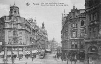 carte postale de Anvers Rue Leys vers la Gare Centrale