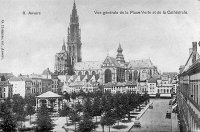 carte postale de Anvers Vue générale de la Place Verte et de la Cathédrale