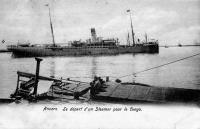 postkaart van Antwerpen Le départ d'un Steamer pour le Congo