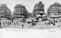 postkaart van Brussel Place de la Bourse et boulevard Anspach (panoramique)