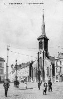 carte postale ancienne de Molenbeek L'Eglise Sainte-Barbe - Place de la duchesse