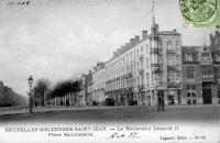 carte postale ancienne de Molenbeek Le Boulevard Leopold II. Place Sainctelette