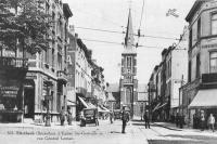 carte postale ancienne de Etterbeek L'église Sainte Gertrude et rue général Leman