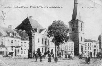carte postale ancienne de Jodoigne L'Hôtel de ville et l'arbre de la Liberté