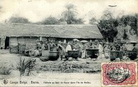 carte postale ancienne de Boma Huilerie au bord du fleuve dans l'île de Matibu