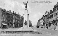 carte postale ancienne de Charleroi Avenue de Waterloo - monument aux héros de la grande guerre