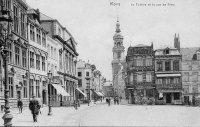 carte postale ancienne de Mons Le Théatre et la rue de Nimy