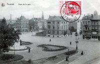 carte postale ancienne de Tournai Place de la Gare