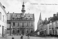 carte postale ancienne de Warneton Maison communale et la Place