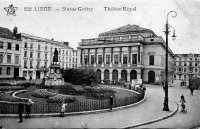 carte postale ancienne de Liège Statue Grétry  et Théatre Royal