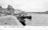 carte postale ancienne de Liège Pont Maghin et Maison Curtius