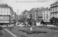 carte postale ancienne de Liège Place du Roi Albert (rue Vinâve d'Ile et statue de la Vierge)