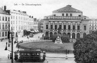 carte postale ancienne de Liège Place du Théatre