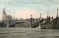carte postale ancienne de Liège La Poste et la Passerelle