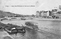 carte postale ancienne de Liège Quai des Pêcheurs et vue sur la Meuse
