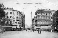 carte postale ancienne de Liège Place du Théatre - Place Verte
