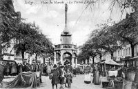 carte postale ancienne de Liège Place du Marché - Le Perron Liégeois