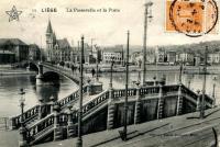 carte postale ancienne de Liège La passerelle et la poste