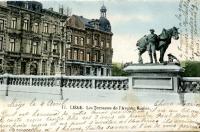 carte postale ancienne de Liège Les Terrasses de l'Avenue Rogier (Statue Cheval du Batelier)