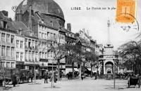 carte postale ancienne de Liège Le Perron sur la place