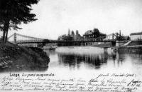 carte postale ancienne de Liège Le pont suspendu