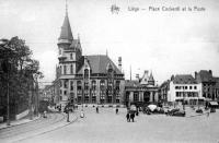 carte postale ancienne de Liège Place Cockerill et la Poste