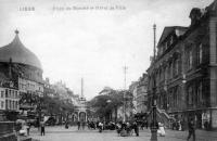 carte postale ancienne de Liège Place du Marché et Hôtel de ville