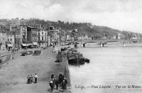 carte postale ancienne de Liège Pont Léopold - vue sur la Meuse