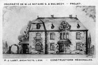 postkaart van Malmedy Propriété de M. le notaire S. à Mamedy - Projet de P.J. Lamy architecte Liège