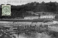 carte postale ancienne de Tilff Le barrage de l'Ourthe. En aval pont construit par les scouts