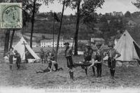 carte postale ancienne de Tilff Camp des Boy-scouts à Tillf. Exercice d'ambulance. Tente-Hôpital