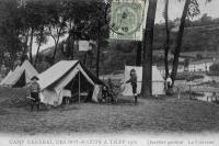 carte postale ancienne de Tilff Camp général des Boy-Scout. Quartier général. Le courrier