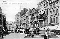 carte postale ancienne de Liège Rue Vinave d'Ile et Fontaine de la Vierge