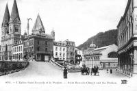 carte postale ancienne de Spa L'Eglise Saint-Remacle et le Pouhon