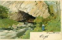postkaart van Han-sur-Lesse Grotte de Han - Gouffre de Belvaux - Lithographie de Henri Cassiers