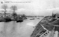 postkaart van Andenne L'île et le pont provisoire vus du quai Pastor