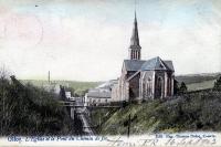 carte postale ancienne de Olloy-sur-Viroin L'église et le pont du chemin de fer