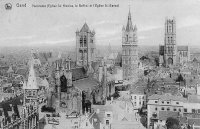carte postale ancienne de Gand Panorama (Eglise St Nicolas, le Beffroi et l'Eglise St Bavon)