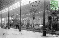 carte postale ancienne de Gand L'intérieur de la gare