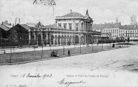 carte postale ancienne de Gand Station et Place du Comte de Flandre