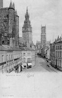 carte postale ancienne de Gand Beffroi et St Bavon