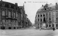 postkaart van Leuven Rue Léopold et statue de Juste Lipse