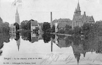 carte postale ancienne de Bruges Le lac d'amour (côté de la ville)