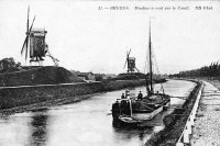 carte postale ancienne de Bruges Moulins à vent sur le Canal