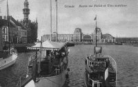 carte postale ancienne de Ostende Bassin des Yachts et Gare maritime
