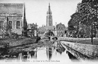 carte postale ancienne de Bruges Le Canal et la Flèche Notre-Dame